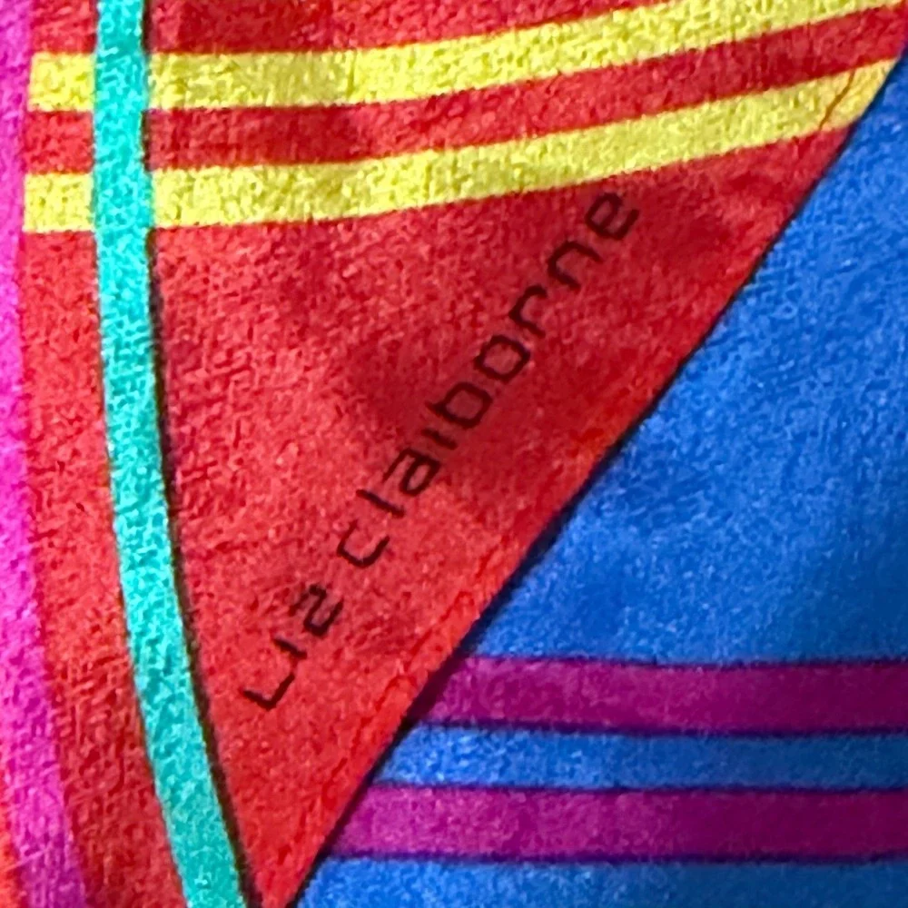 Liz Claiborne Vintage Plaid Skinny Scarf Womens OS Multi Color Silk Feel Size OS